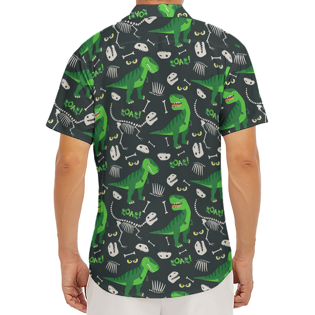 T-Rex And Dino Fossil Pattern Print Men's Deep V-Neck Shirt