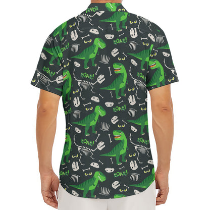 T-Rex And Dino Fossil Pattern Print Men's Deep V-Neck Shirt