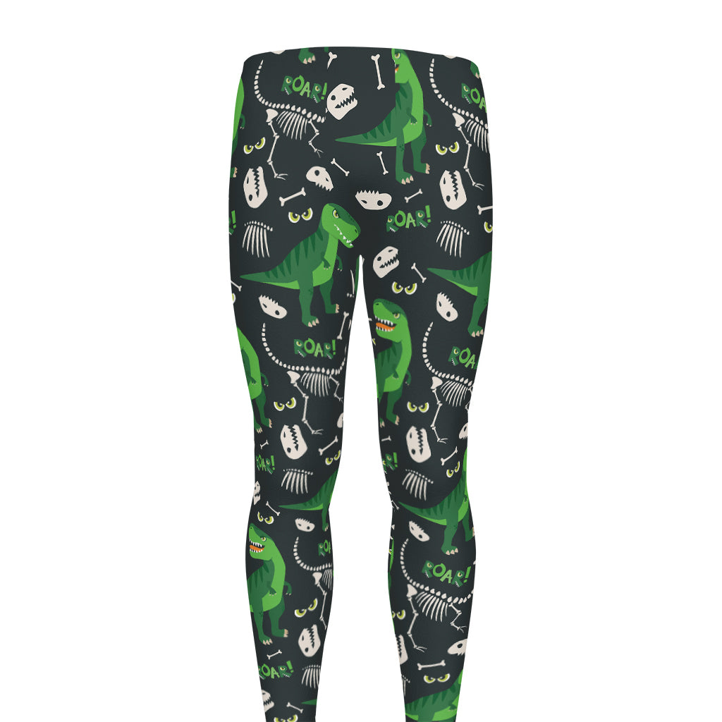 T-Rex And Dino Fossil Pattern Print Men's leggings