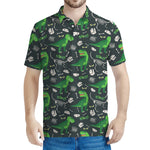 T-Rex And Dino Fossil Pattern Print Men's Polo Shirt