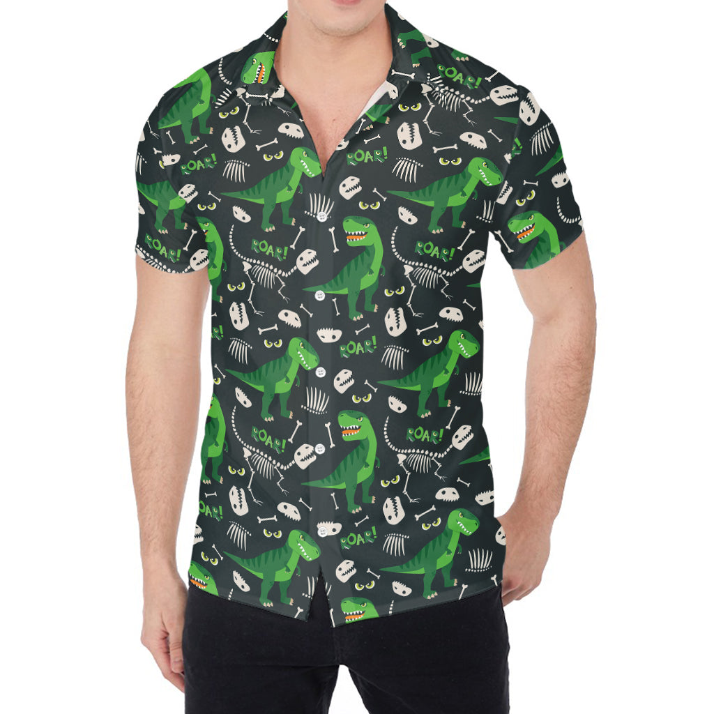 T-Rex And Dino Fossil Pattern Print Men's Shirt