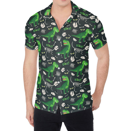 T-Rex And Dino Fossil Pattern Print Men's Shirt