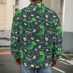 T-Rex And Dino Fossil Pattern Print Men's Shirt Jacket