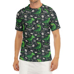 T-Rex And Dino Fossil Pattern Print Men's Short Sleeve Rash Guard