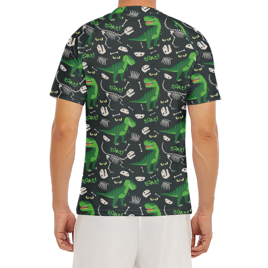T-Rex And Dino Fossil Pattern Print Men's Short Sleeve Rash Guard
