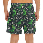 T-Rex And Dino Fossil Pattern Print Men's Split Running Shorts