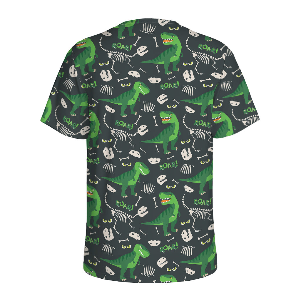 T-Rex And Dino Fossil Pattern Print Men's Sports T-Shirt