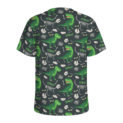 T-Rex And Dino Fossil Pattern Print Men's Sports T-Shirt