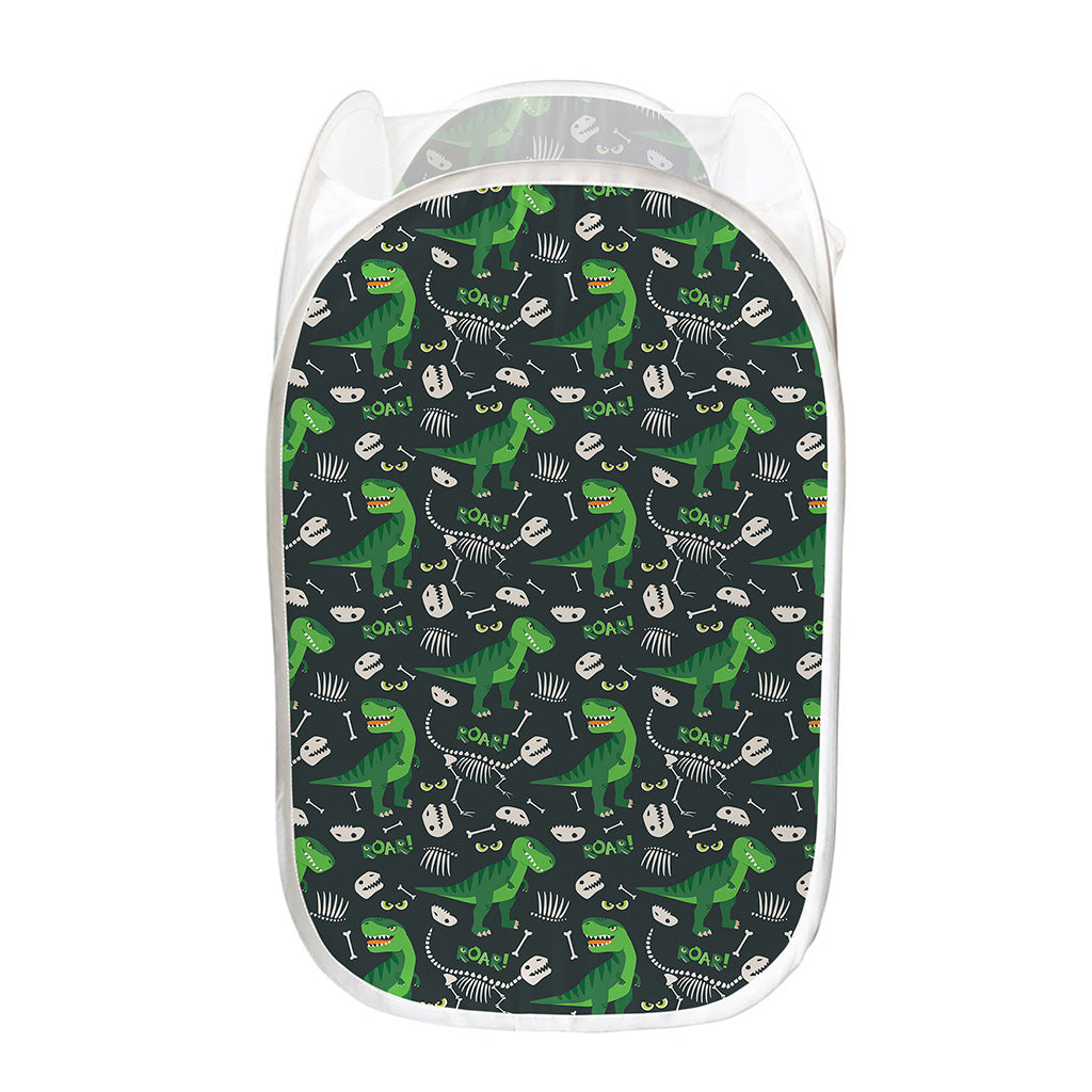 T-Rex And Dino Fossil Pattern Print Mesh Laundry Hamper