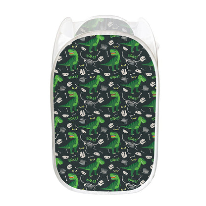T-Rex And Dino Fossil Pattern Print Mesh Laundry Hamper