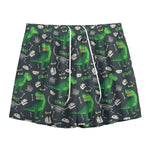 T-Rex And Dino Fossil Pattern Print Mesh Shorts