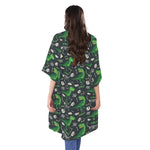 T-Rex And Dino Fossil Pattern Print Open Front Beach Cover Up