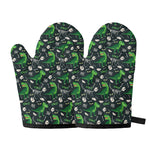 T-Rex And Dino Fossil Pattern Print Oven Mitts