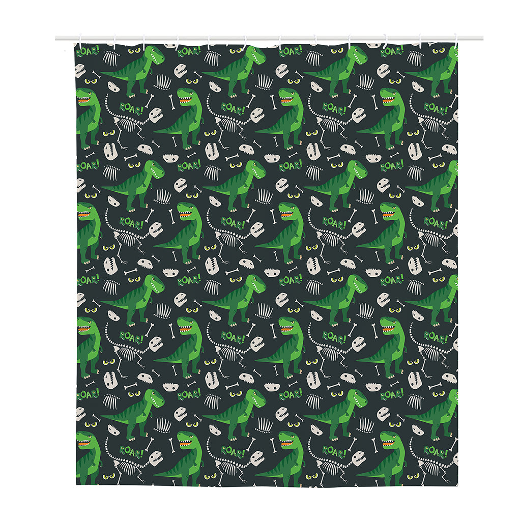 T-Rex And Dino Fossil Pattern Print Polyester Shower Curtain