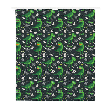 T-Rex And Dino Fossil Pattern Print Polyester Shower Curtain