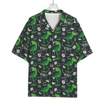 T-Rex And Dino Fossil Pattern Print Rayon Hawaiian Shirt
