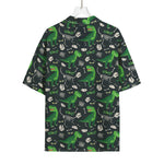 T-Rex And Dino Fossil Pattern Print Rayon Hawaiian Shirt