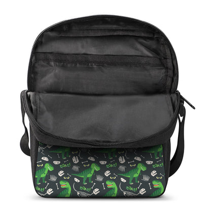 T-Rex And Dino Fossil Pattern Print Rectangular Crossbody Bag
