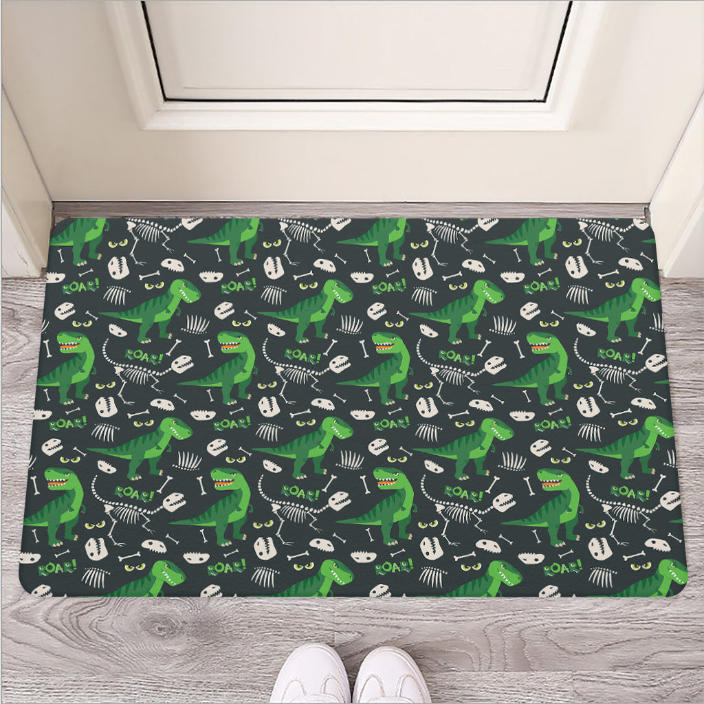 T-Rex And Dino Fossil Pattern Print Rubber Doormat