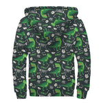 T-Rex And Dino Fossil Pattern Print Sherpa Lined Zip Up Hoodie