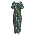 T-Rex And Dino Fossil Pattern Print Short Sleeve Long Nightdress