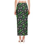 T-Rex And Dino Fossil Pattern Print Side Slit Maxi Skirt