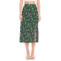 T-Rex And Dino Fossil Pattern Print Side Slit Midi Skirt