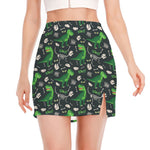 T-Rex And Dino Fossil Pattern Print Side Slit Mini Skirt