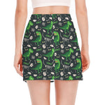 T-Rex And Dino Fossil Pattern Print Side Slit Mini Skirt
