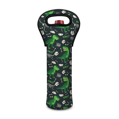 T-Rex And Dino Fossil Pattern Print Single Neoprene Wine Tote