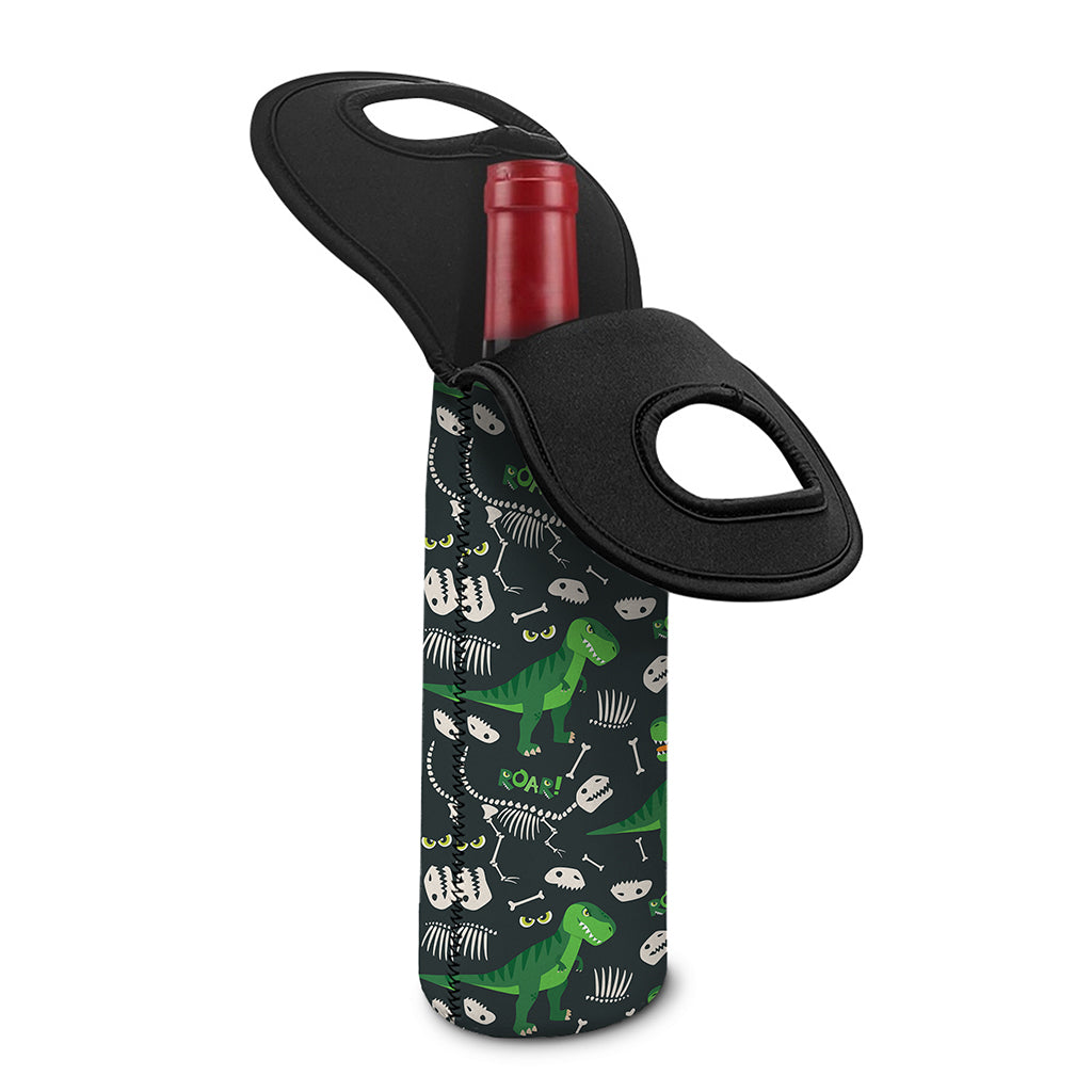 T-Rex And Dino Fossil Pattern Print Single Neoprene Wine Tote