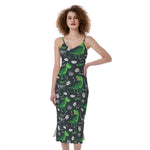 T-Rex And Dino Fossil Pattern Print Slim Fit Midi Cami Dress