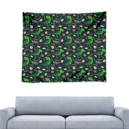 T-Rex And Dino Fossil Pattern Print Tapestry