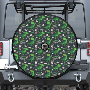 T-Rex And Dino Fossil Pattern Print Tire Cover With Camera Hole