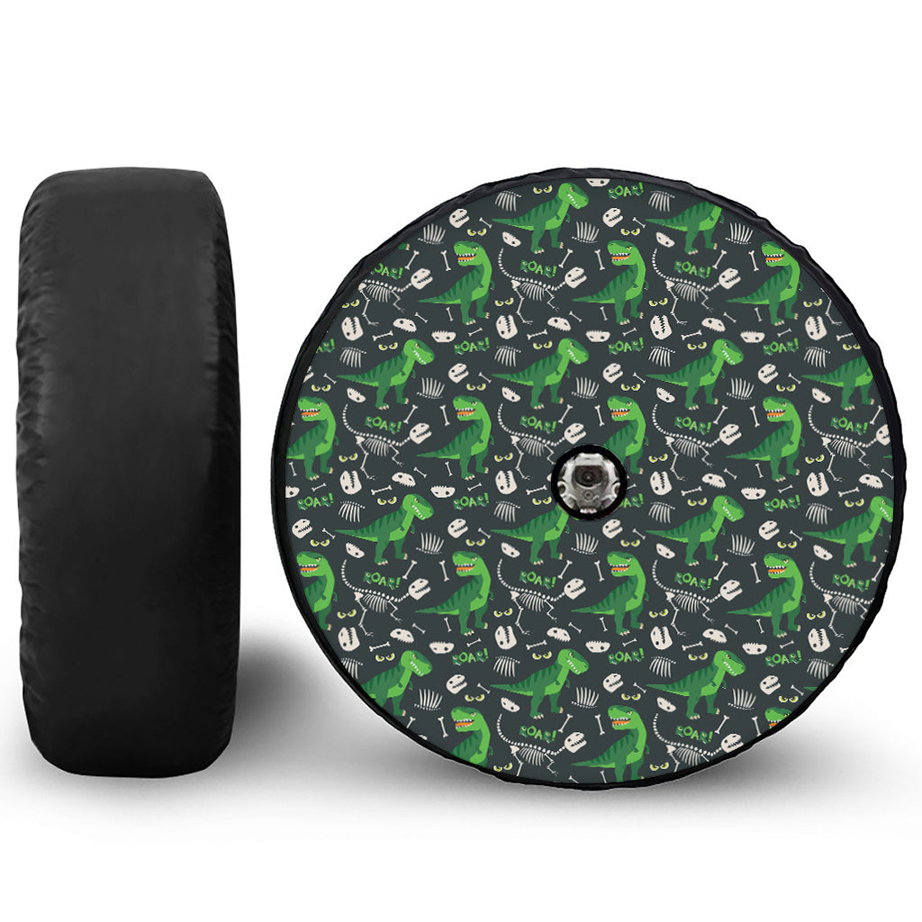 T-Rex And Dino Fossil Pattern Print Tire Cover With Camera Hole