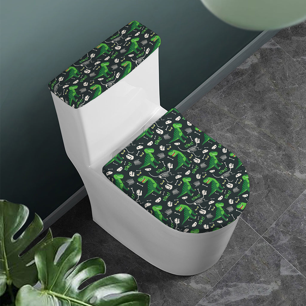 T-Rex And Dino Fossil Pattern Print Toilet Lid And Tank Cover Set