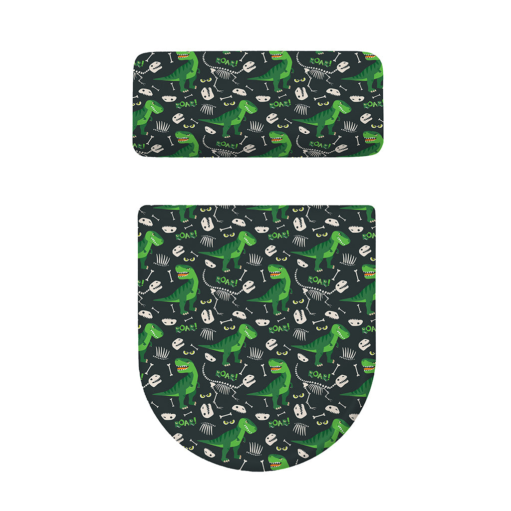 T-Rex And Dino Fossil Pattern Print Toilet Lid And Tank Cover Set