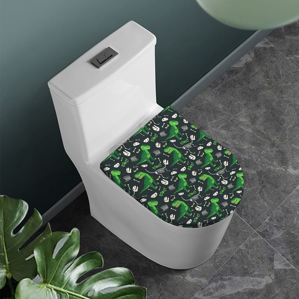 T-Rex And Dino Fossil Pattern Print Toilet Lid Cover