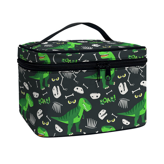 T-Rex And Dino Fossil Pattern Print Travel Makeup Bag