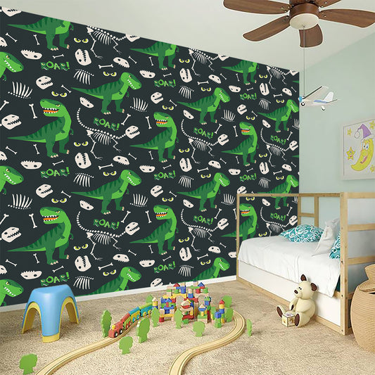 T-Rex And Dino Fossil Pattern Print Wall Sticker