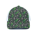 T-Rex And Dino Fossil Pattern Print White Mesh Trucker Hat