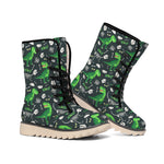 T-Rex And Dino Fossil Pattern Print Winter Boots