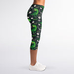 T-Rex And Dino Fossil Pattern Print Women's Capri Leggings
