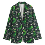 T-Rex And Dino Fossil Pattern Print Women's Cotton Blazer