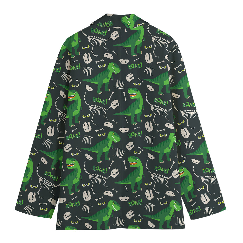 T-Rex And Dino Fossil Pattern Print Women's Cotton Blazer