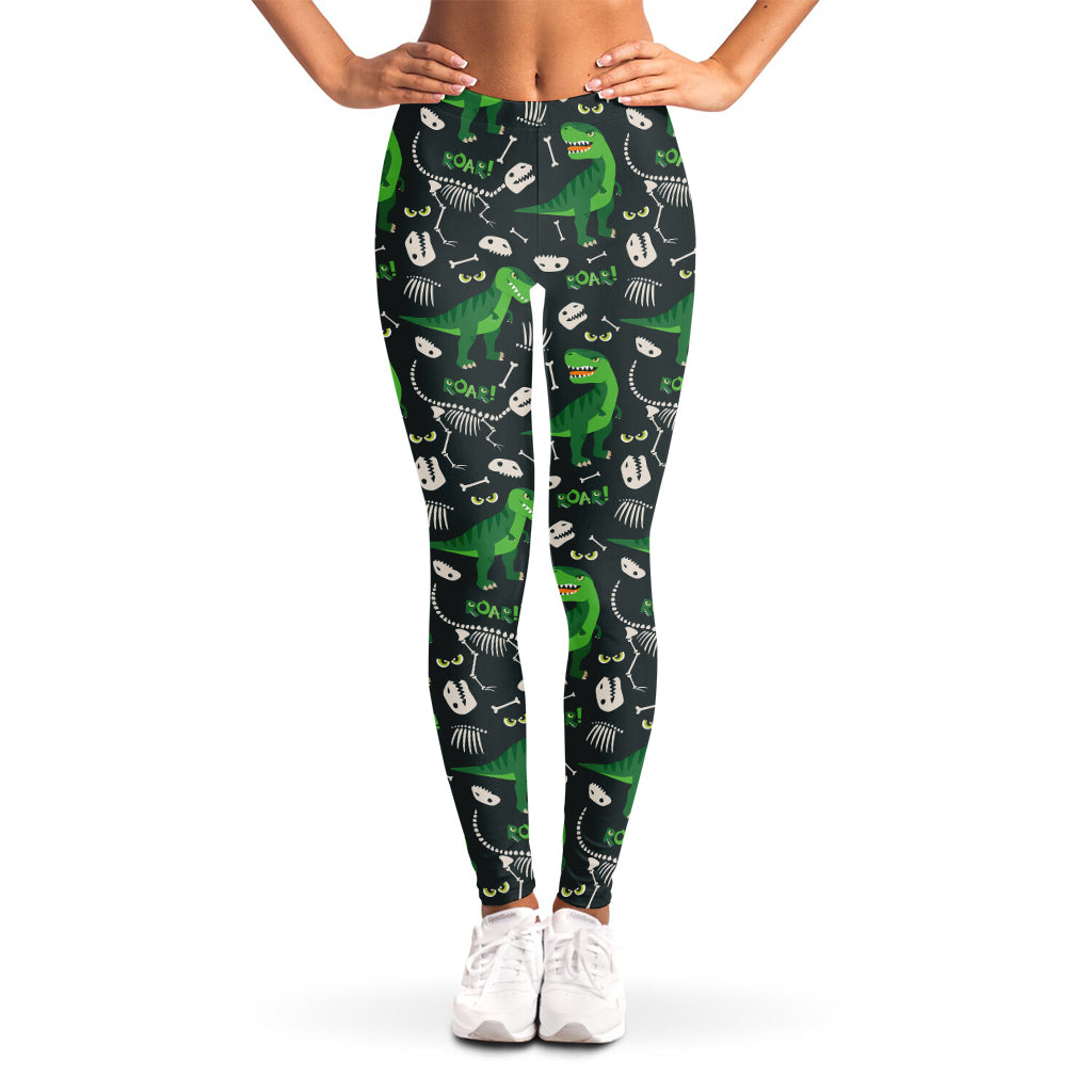 T-Rex And Dino Fossil Pattern Print Women's Leggings