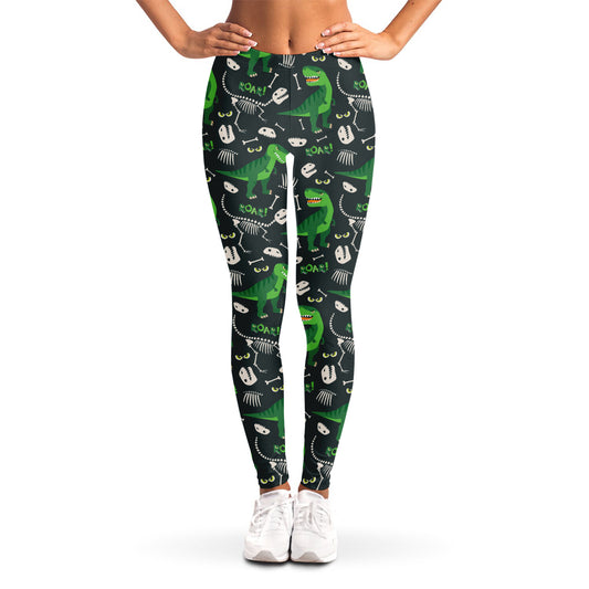T-Rex And Dino Fossil Pattern Print Women's Leggings