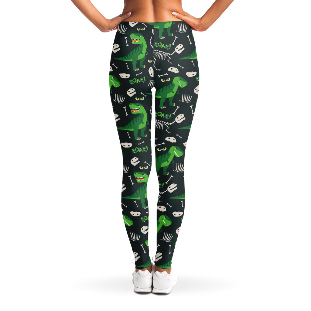 T-Rex And Dino Fossil Pattern Print Women's Leggings