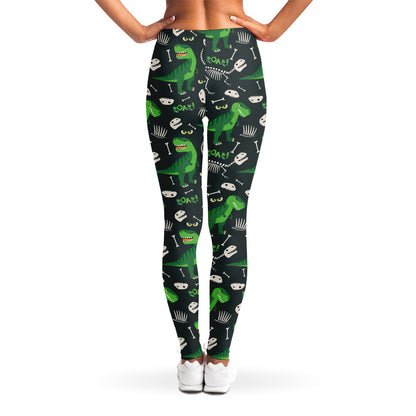 T-Rex And Dino Fossil Pattern Print Women's Leggings