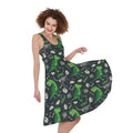 T-Rex And Dino Fossil Pattern Print Sleeveless Knee Length Dress